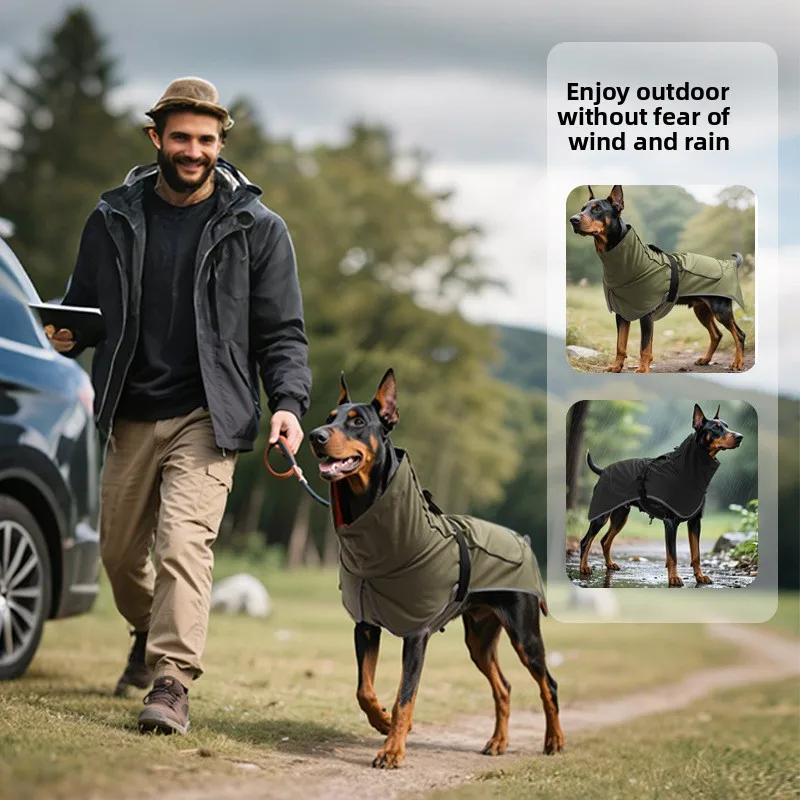 

Dogs Clothes Pet Waterproof Raincoat Outdoor Sunny And Rainy Two Use Pet Clothing Medium And Large Dogs Raincoat