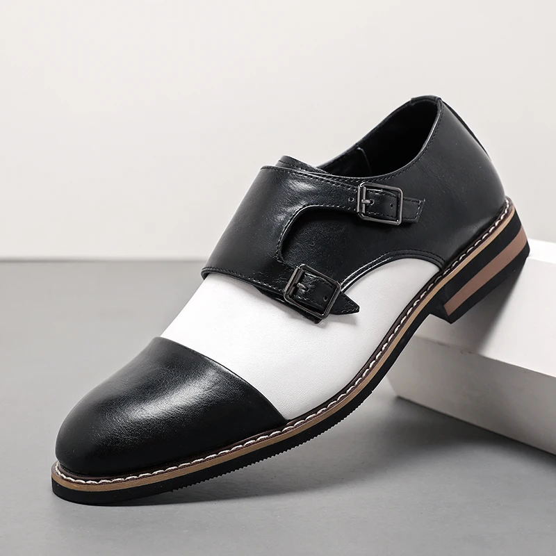 

Retro Men Loafers Casual Comfortable Fashion Buckle Leather Shoes British Business Office Dress Shoes Size 38-48 Men Shoes