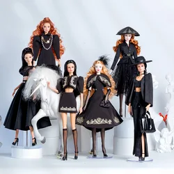 Black Classic Office Clothe Suit 1/6 Supermodel Doll Outfits Fashion Jacket Coat Skirt Socks Evening Gow Dress Up Toy For 11.5