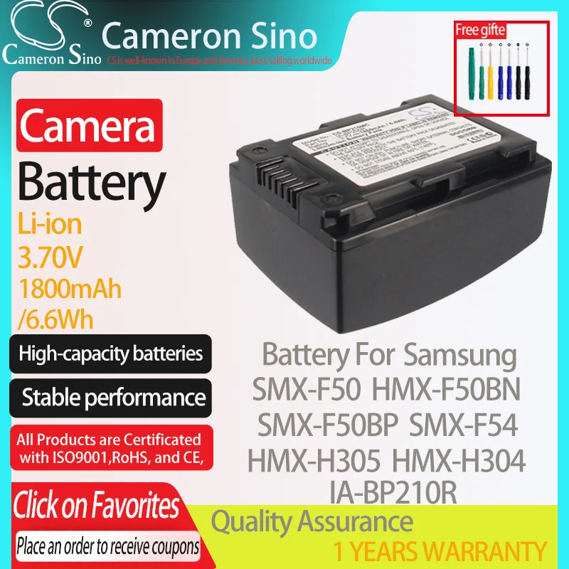 CameronSino Battery for Samsung SMX-F50 HMX-F50BN SMX-F50BP SMX-F54 HMX-H305 fits Samsung IA-BP210R Digital camera Batteries