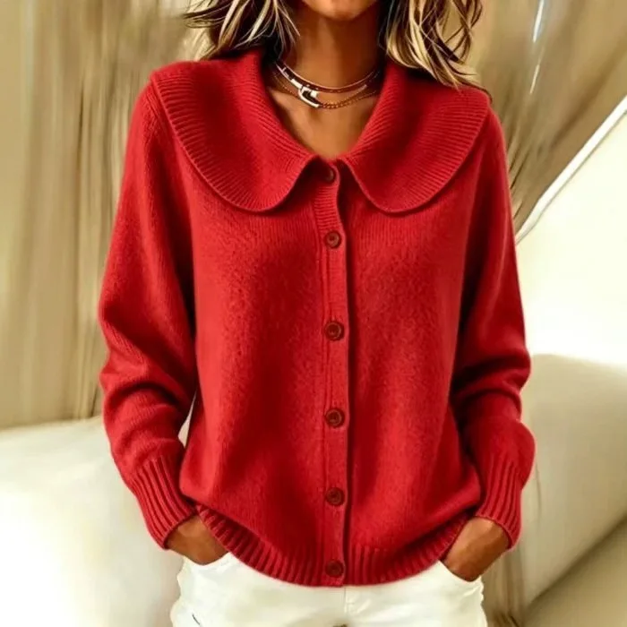 2026 Women's Autumn. And Winter New Collection: Solid-color Long-sleeved Cardigan. Sweater Outfits Elegant Bandage