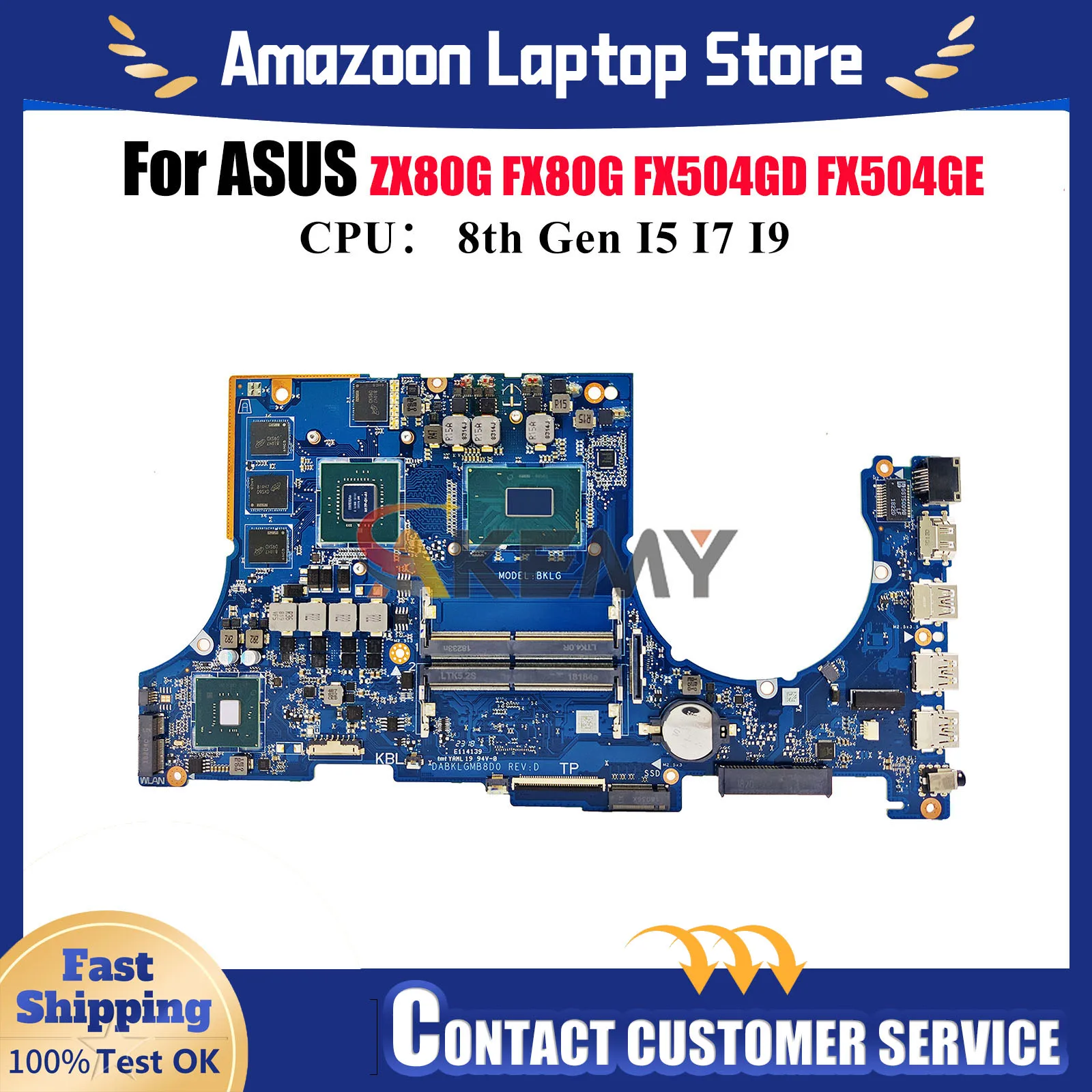 

FX504GD Laptop Motherboard For ASUS TUF Gaming FX504GD ZX80G FX504GE FX504G FX80G Mainboard With I5 I7 I9 CPU 100% tests OK stk