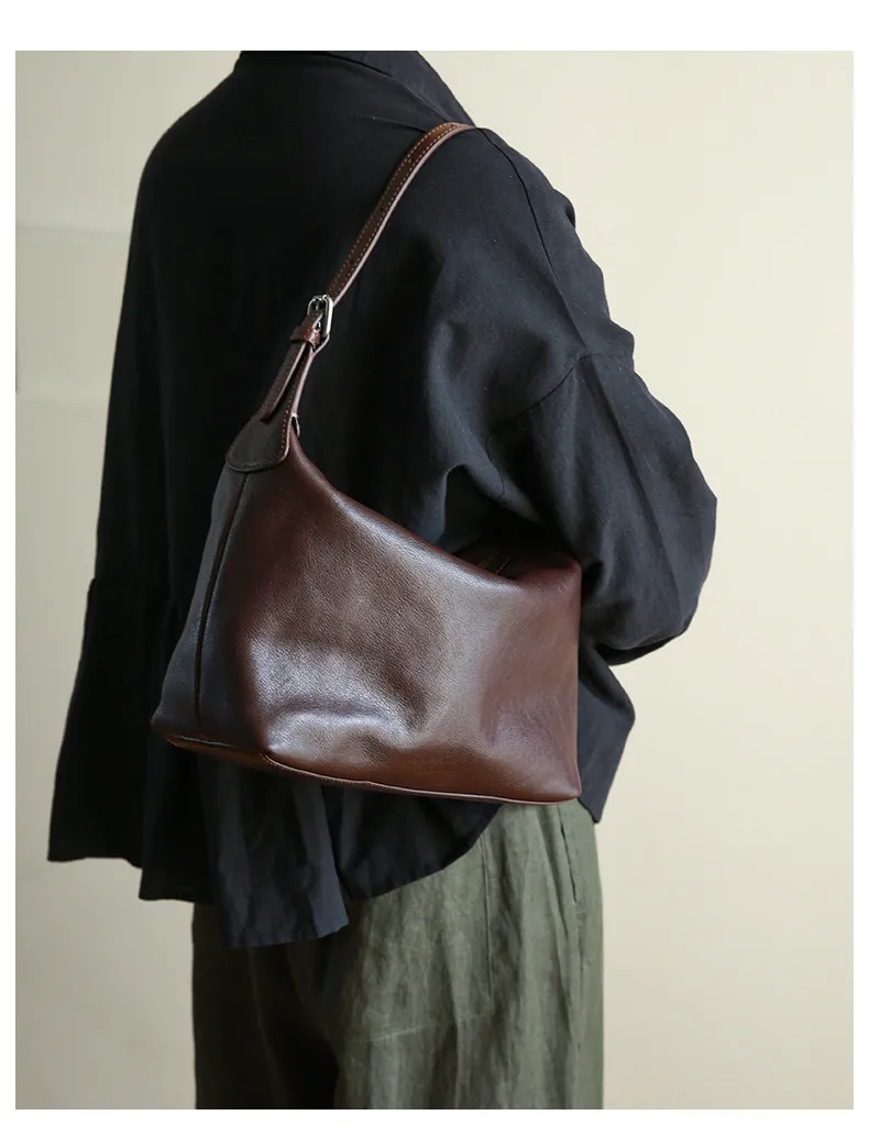 PNDME schlichte, lässige, hochwertige Damen-Umhängetasche aus echtem Leder, modische Outdoor-Reisetasche aus Rindsleder, Damen-Unterarmtasche – Detail 10