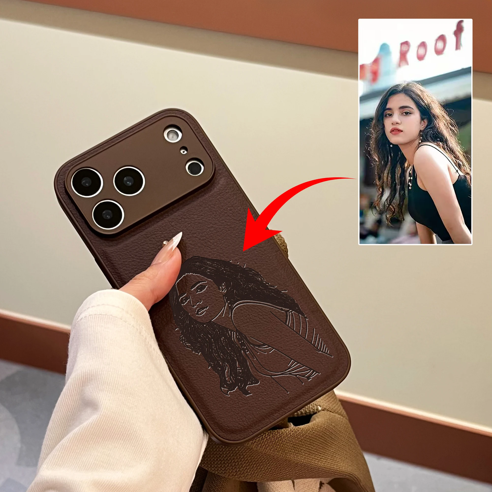 Personalizado família casal animal de estimação amigo retrato pessoal etclinhas de imagem caso gravado a laser para iphone 17 16 15 14 13 pro max plus ar