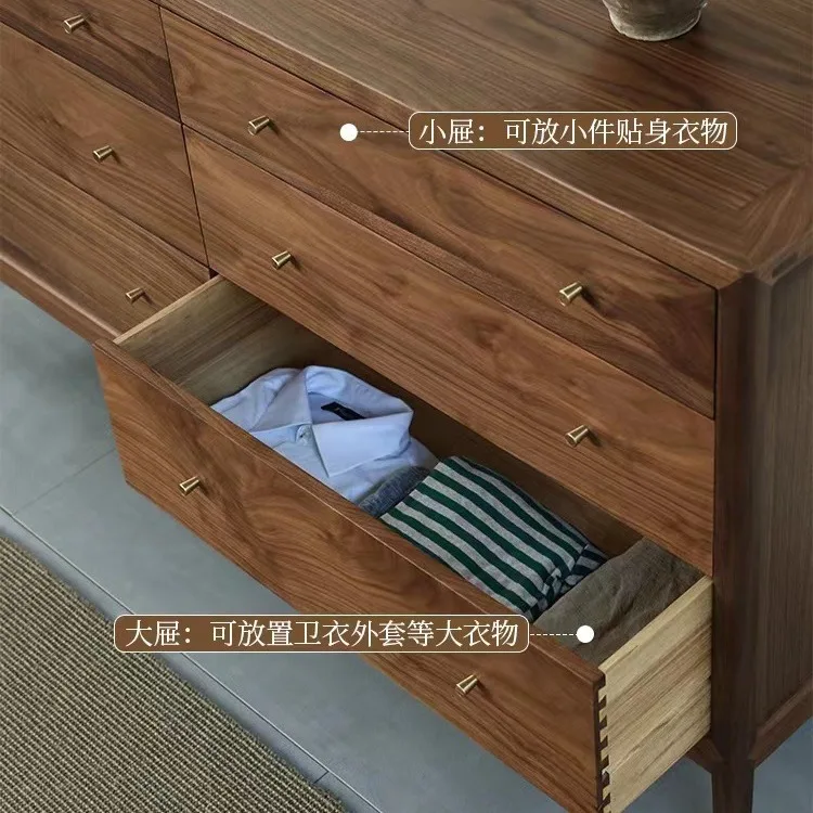 

Customizable New Chinese North American Black Walnut Storage Drawer Living Room Bedroom Entrance Cabinet