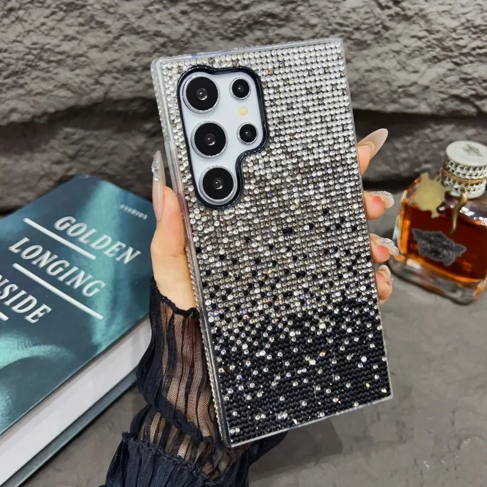 Luxury Glitter Diamond Inlay Case For Samsung Galaxy S24 S23 S22 S21 S20 Note 20 Ultra S10 Plus Pro Bling Rhinestone Soft Cover