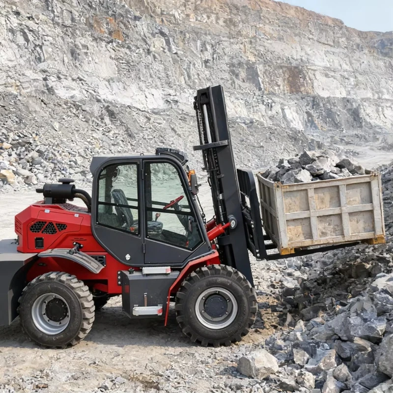 Best All Terrain Off-road forklift 3.5Ton 4WD Diesel Mud Slope Construction Logistics Handling Equipment
