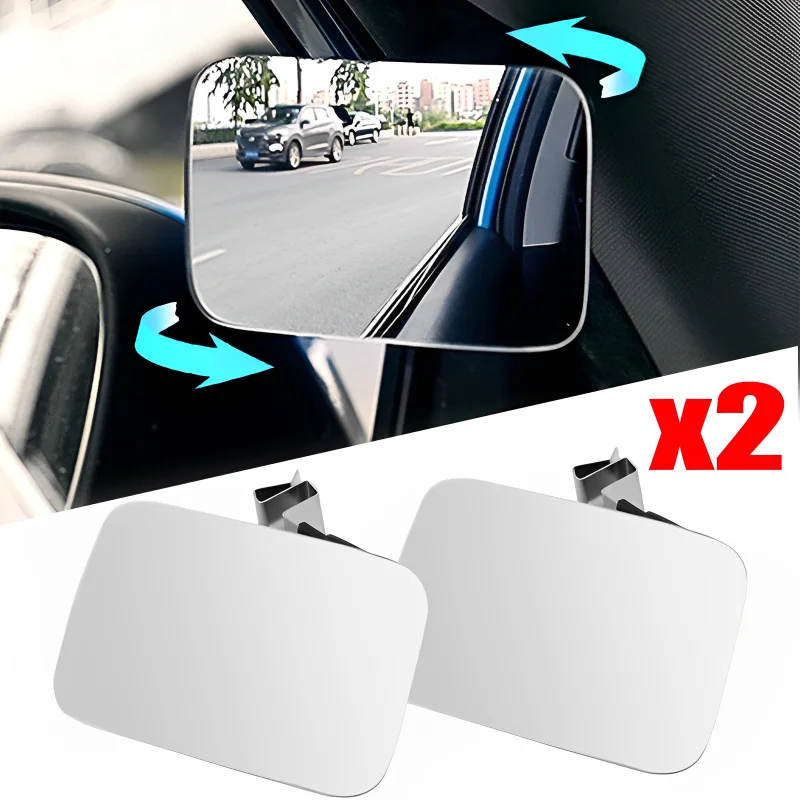 

Car Auxiliary Blind Spot Mirror 360 Degree Wide Angle Adjustable Auto Interior Convex Rearview Mirror Parking Rimless Mirrors