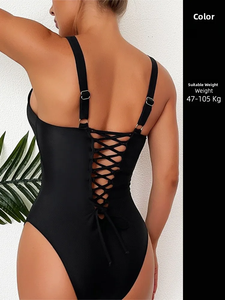 

Новый модный женский слитный купальник 2024 года для термальных источников, больших размеров, с эффектом похудения, из нейлона, спандекса и полиэстера, с фиксированными чашками