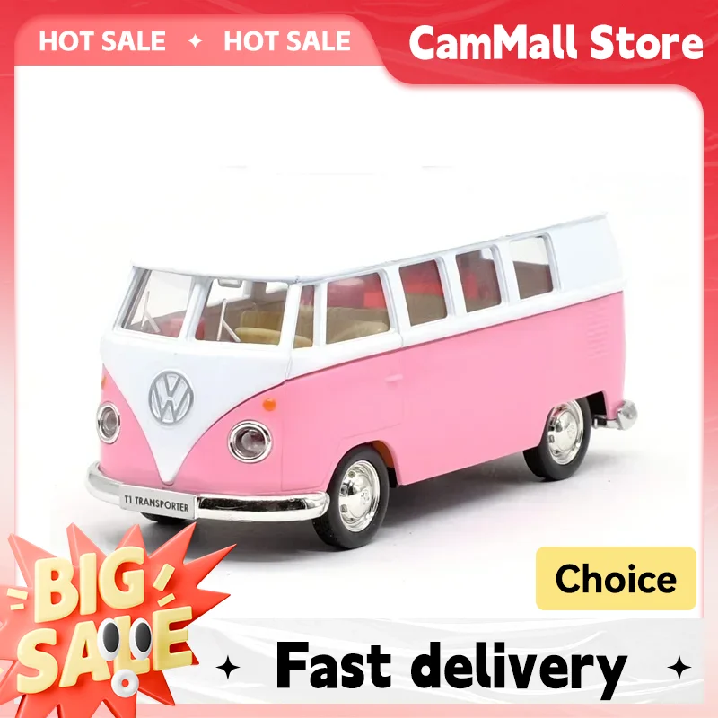 Vintage Mini Bus Van Car Model 32 Alloy Diecast Classic Pull Back Miniature Vehicle Replica Educational Toy for Kid Gifts