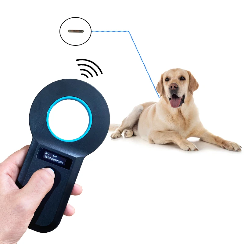 134.2Khz Handheld FDX-B(ISO11784/85) RFID microchip Reader OLED Display EMID Animal Chip Scanner Pet Tag Scanner for Cat Dog ID