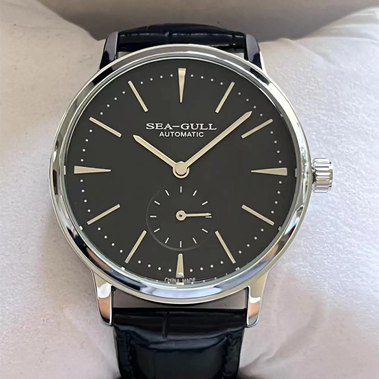40mm Men Mechanical Wrist Watches for Seagull ST3600 Movement Baked Blue Hands Casual Dress Micro Rotor Watch Dropshipping view 2