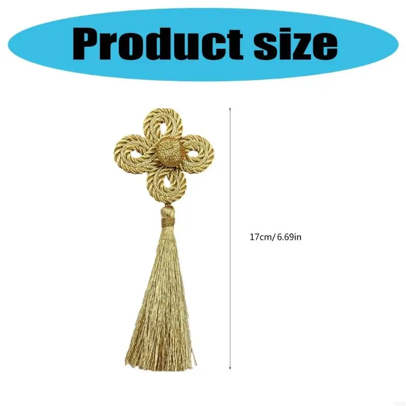 Delicate Clovers Tassels Pendant Gold Coated Thread Craft Project Making Kits For Evening Gowns And Traditional Costume Y08E