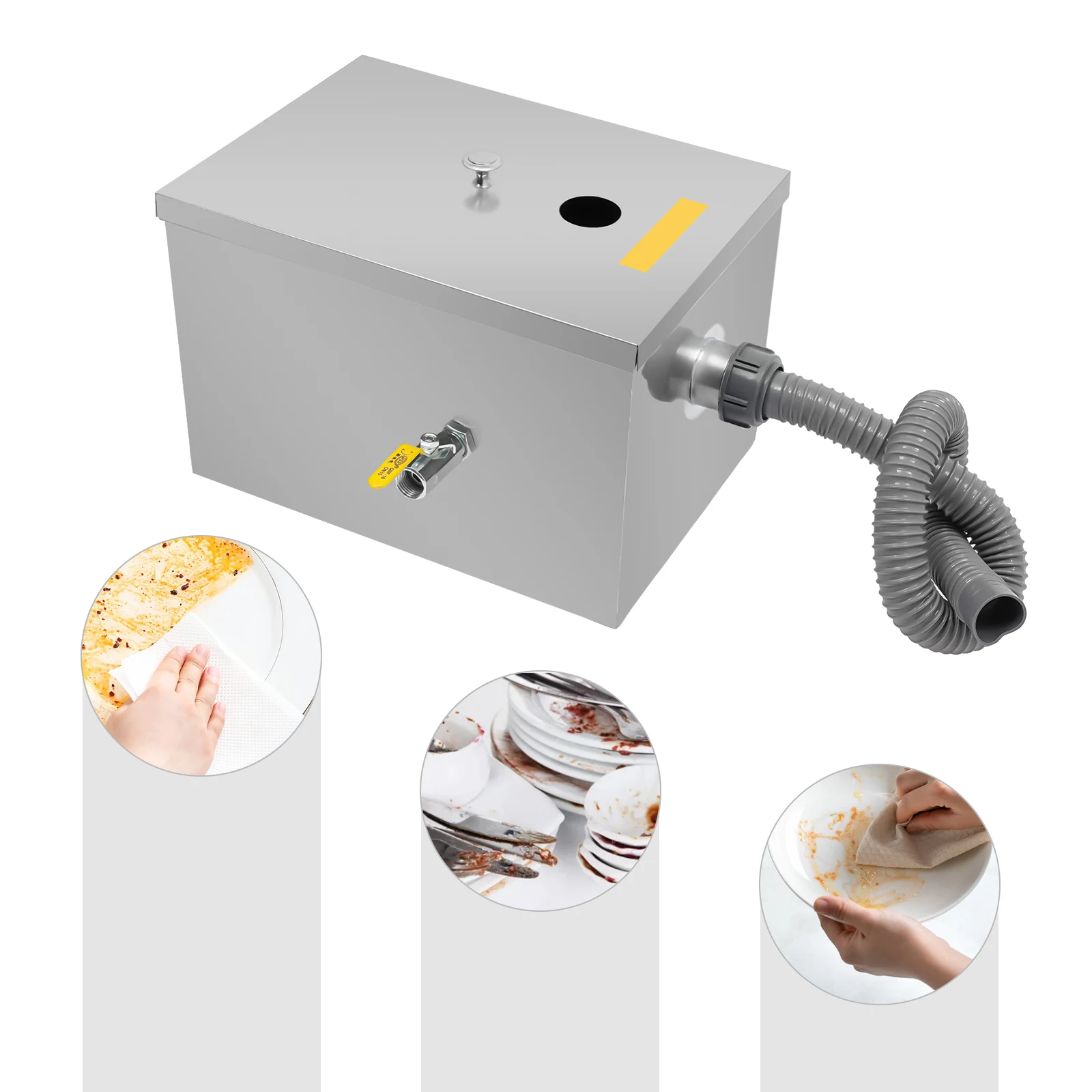 

20L Stainless Steel Grease Interceptor Automatic Shut-off Device for Restaurant Factory Home Kitchen