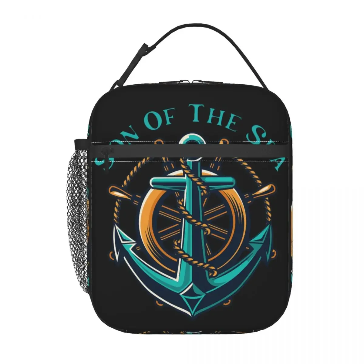 Son Of The Sea Insulated Lunch Tote Bag Nautical Sailor Anchor Portable Thermal Cooler Food Lunch Box Outdoor Camping Travel