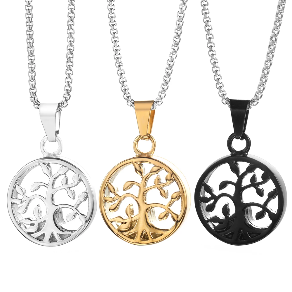 Stainless Steel Tree of Life Urn Necklace Ashes Container Spiral Open Storage Locket Cremation Memorial Pendant Keepsake Jewelry