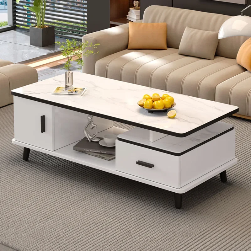 

Multifunctional square glass coffee table TV cabinet set - modern simple European living room furniture, suitable for small