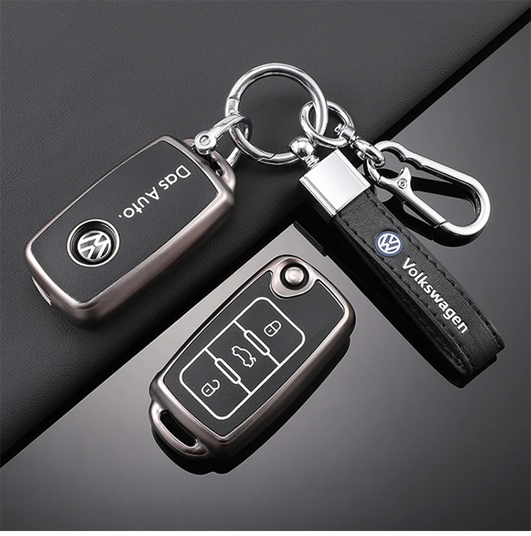 TPU Car Flip Key Case Full Cover Shell For Volkswagen VW Polo Golf Passat Tiguan Beetle Caddy T5 Up Eos Keychain Accessories