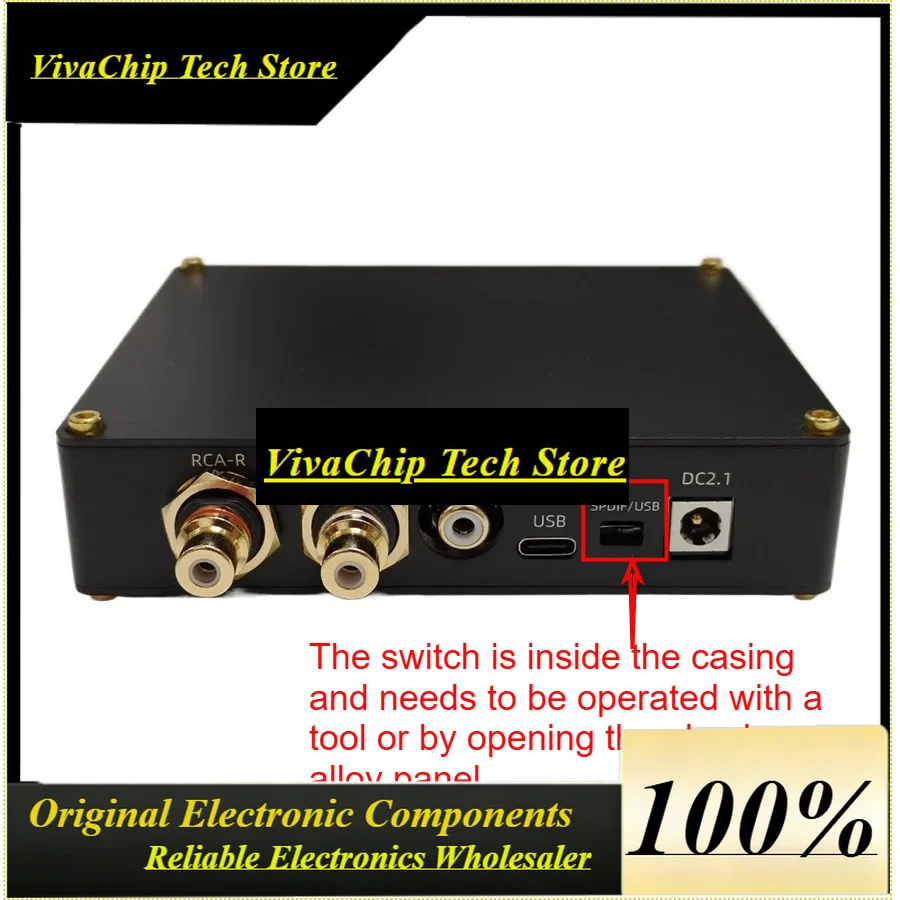 VivaCUpgraded R2R V4.0 Decoder RCA/3.5/4.4 Output Supports Coaxial / USB Input With Volume Adjustment CNC Case PCM 24bit