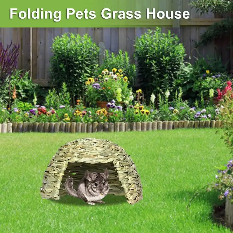 Grass House For Rabbits Folding Beds Guinea Pig Hideouts Small Animal Play Hideaway Bed Habitat Decor Hay Bed Playhouse For