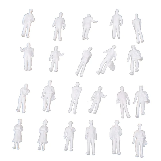 100x HO Scale 1:100 White Model People Unpainted Train Figures & 100x Figures 1: 75 Scaled Models Train Building People