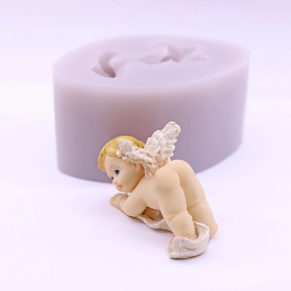 3DCurvy Baby Angel Silicone Mould for DIY Resin Polymer Clay Sugar Craft Cupcake Topper Chocolate Candy Cake Decor