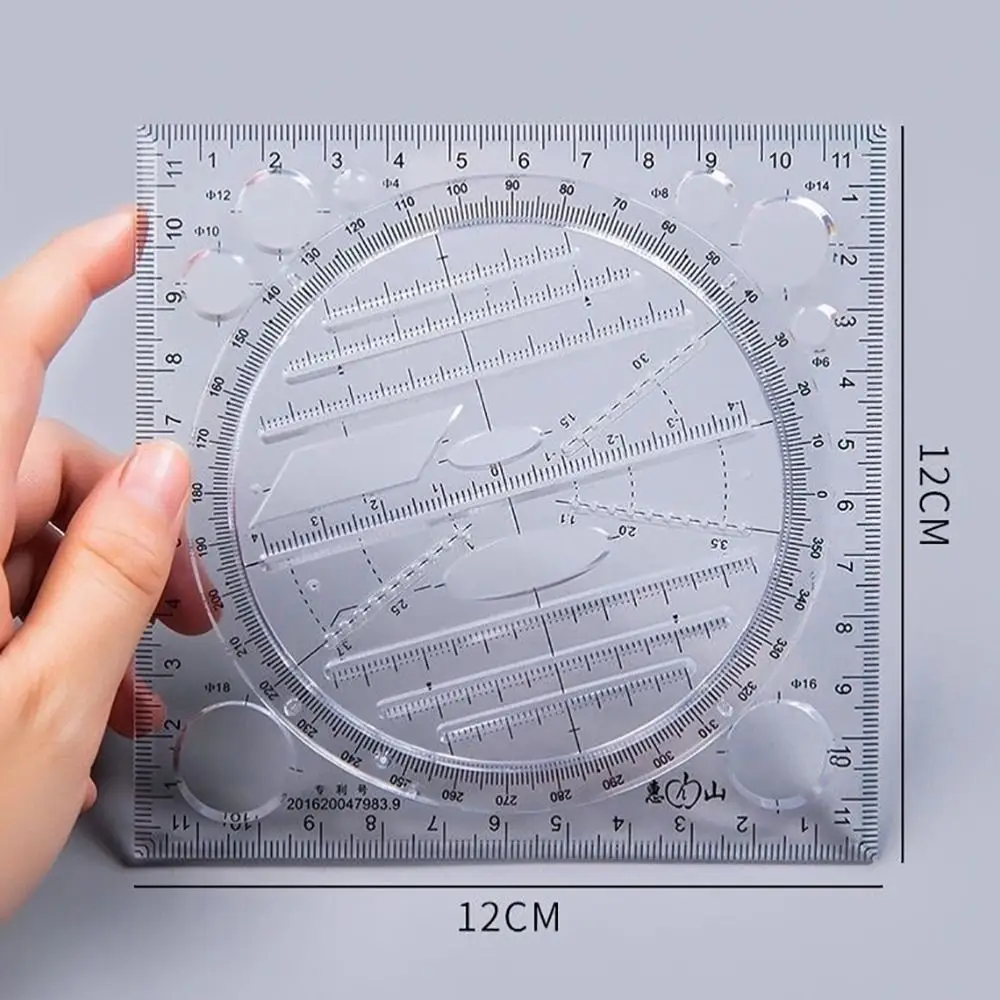 Righello girevole in plastica multifunzione geometria modello di disegno circolare bilancia di misurazione Stereo