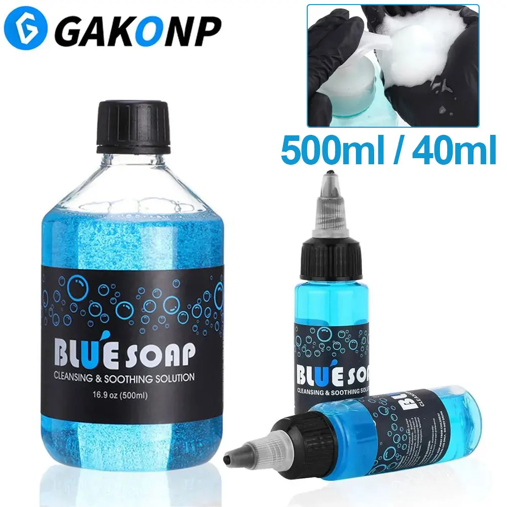 

500/40ml Tattoo Blue Soap Concentrating Tattoo Cleaning Liquid Blue Algae Soap for Cleaning Soothing Skin Aftercare Supplies