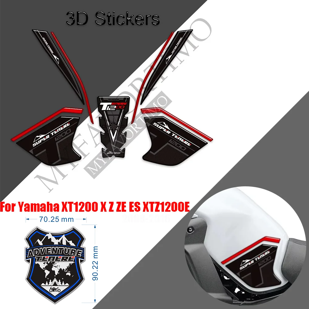 For Yamaha Super Tenere XT1200X XT1200ZE XT 1200 Z ZE ES XTZ XTZ1200E Fuel Tank Pad Sticker Motorcycle Tank Protector Decals