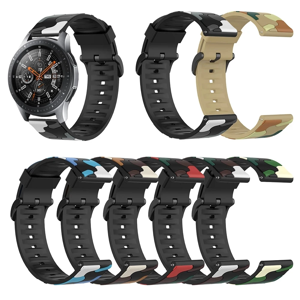 20mm 22mm Camouflage Silicone Strap For Samsung Galaxy Watch 42mm 46mm Active 2 Gear S3 Smart Watch Band for Galaxy Watch 3/4/5