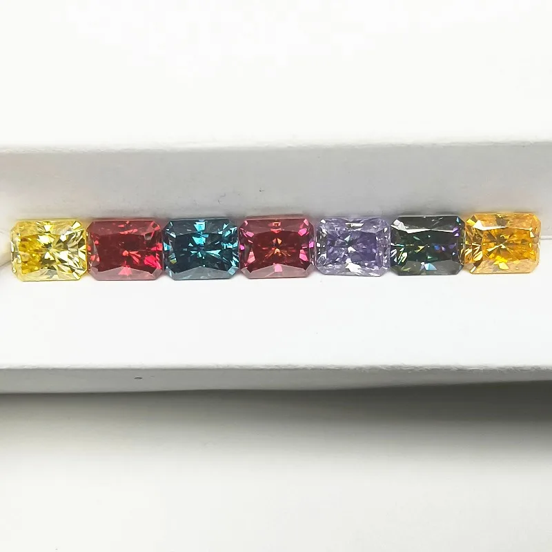 Moissanite Gemstone Radiant Cut Lemon Yellow Color Lab Grown Diamond for Diy Charms Jewelry Making Material with Certificate