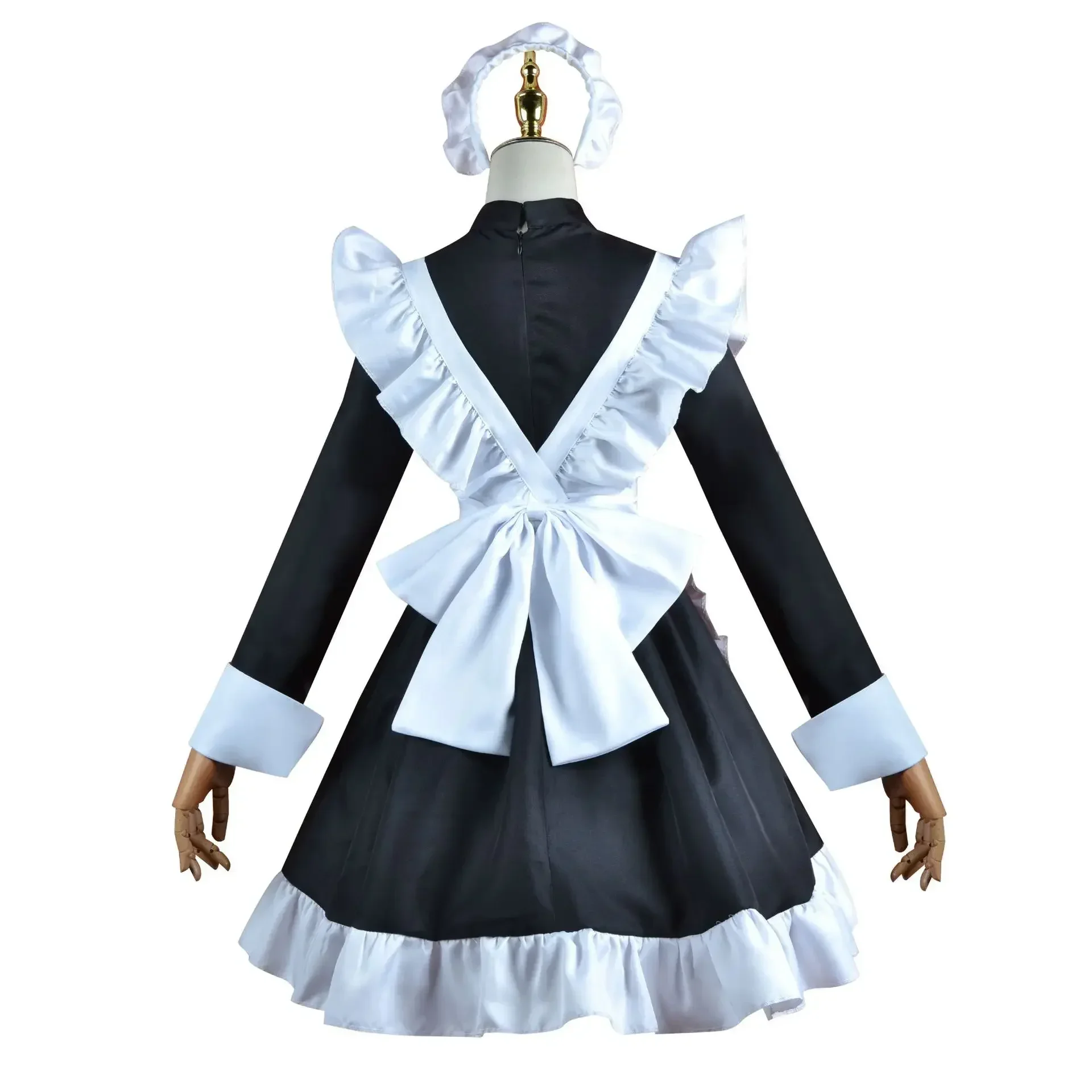 2D Men Wearing Maid Uniform Housekeeper Woman Dress Lolita Suit Cosplay Costume Halloween Comic-Con Party