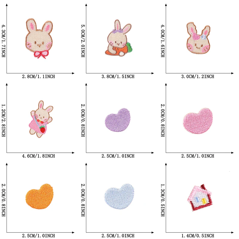 18 teile/los Diy Kaninchen Nette Selbstklebende Eisen Patches Für Kleidung Gestickte Auf Jacken Aufkleber Pack Tiere Nähen Stoffe Kinder – Detail 2