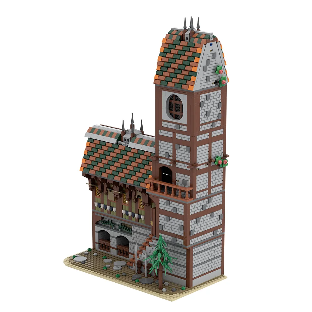 MOC-modelo de taberna de fantasía, bloques de construcción, arquitectura de taberna Medieval, juguete, Idea de regalo para adultos
