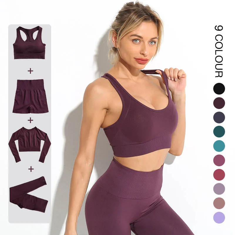 2022 Seamless Yoga Set Women Sport Set Workout Clothes for Women Sportswear Outfit Gym Clothing Suit Conjunto Deportivo Mujer