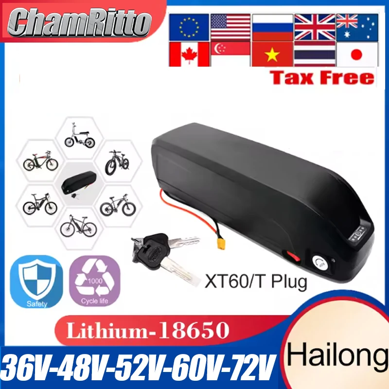 

48v 60ah E Bike Hailong Akku Bateria Bike Eletrica 72v 30ah 52v Batterie Velo 20 40 45ah 2000w 50ah Lithium Battery with Charger