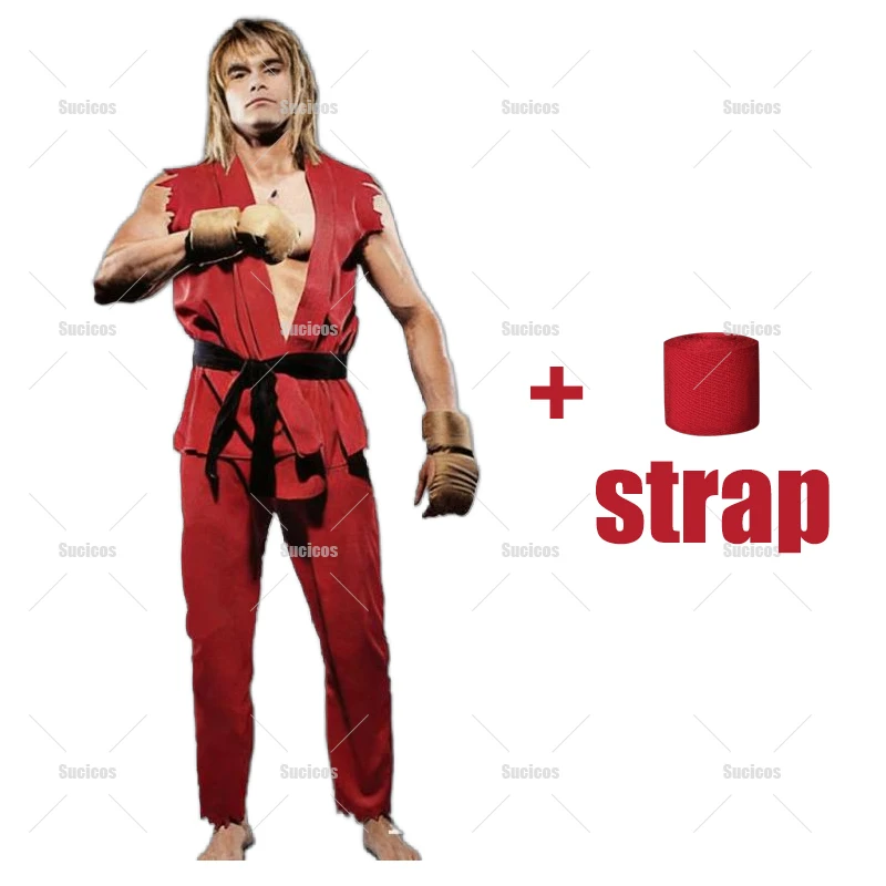 Street Fighter Cosplay Costume with Strap Gloves Anime Game Role Play Outfit for Party Halloween view 5