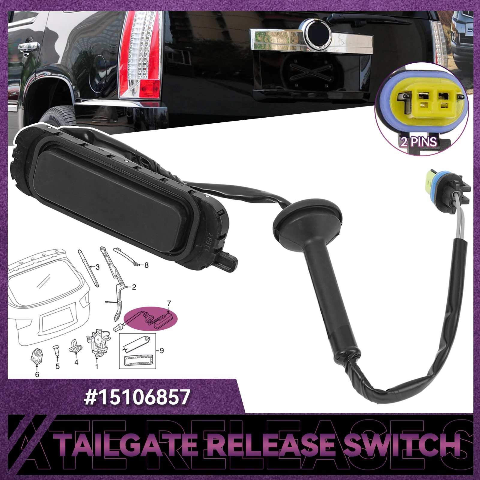 Rear Trunk Tailgate Liftgate Latch Door Release Switch For Cadillac Escalade GMC Sierra Yukon Chevrolet Tahoe 2007-2014 15106857