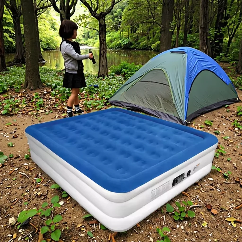 Custom Size Inflatable Folding Bed Series For Camping Home Furniture With Built-in Pump PVC Topper For Bedroom Or Living Room