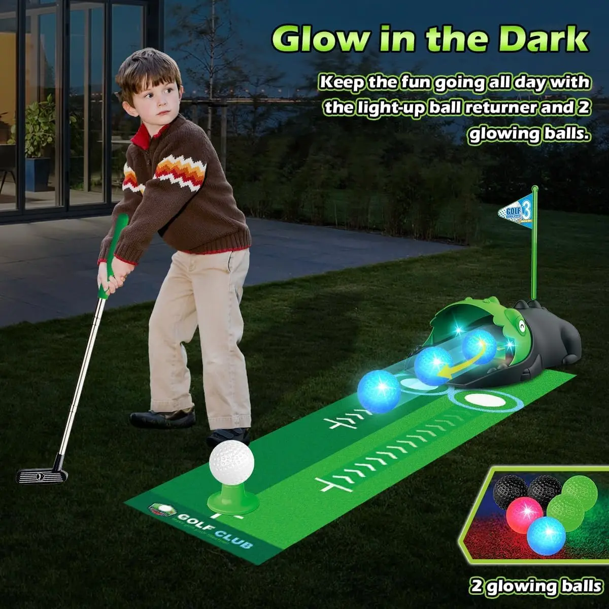 Kinderen Speelgoed Golfset Auto Returner Nachtlampje Golfballen Mat Peuter Mini Golfspel Binnen Buiten Sport Speelgoed Jongens Kerstcadeau