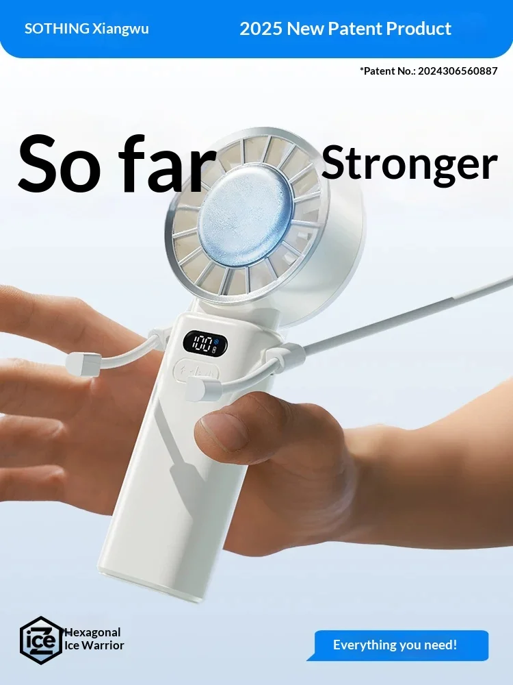 SOTHING Refrigeration Folding Handheld Fan 100-Gear Personality Adjustment Handheld Small Fan Low Noise Light Weight For Gifts