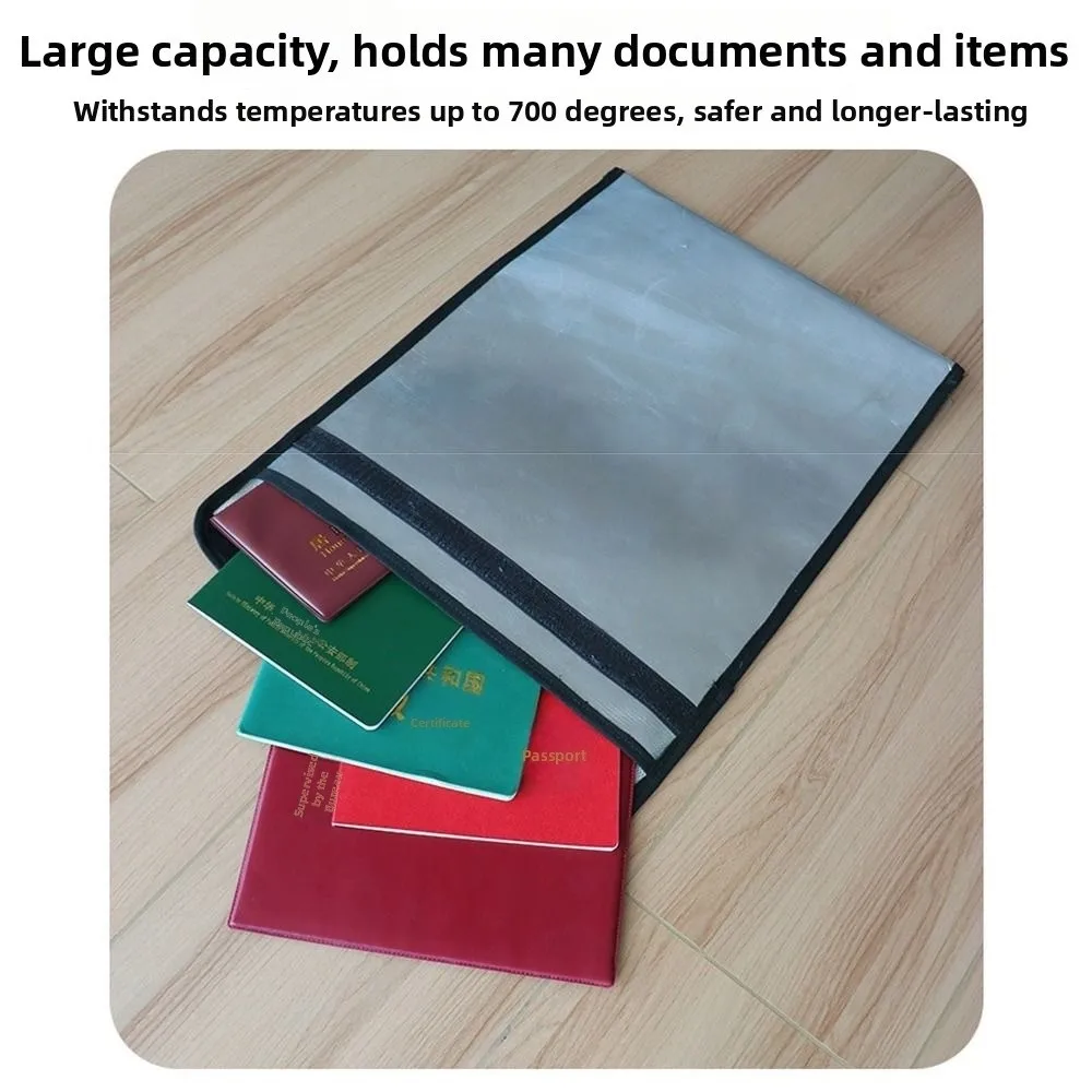 Waterproof Fireproof Document Bag Heat-resistant Signal Blocker Cash Safe Storage Pouch Sticky Strip Multi-Functional