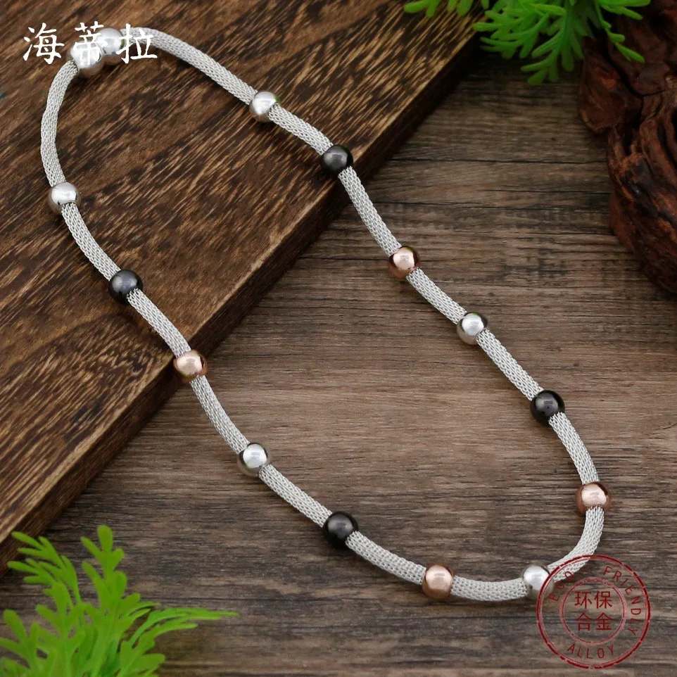 DIY accessories mixed-color round bead magnetic necklace women's creative high-end round bead autumn and winter versatile neckl
