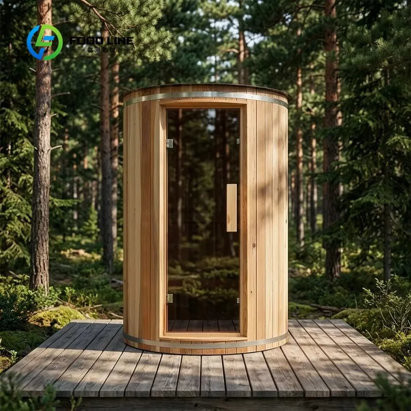 Custom Solid Wood Barrel Sauna, Eco-Friendly Outdoor Spa with Heater, OEM ODM Factory Direct for 1-4 Person Home & Park Use