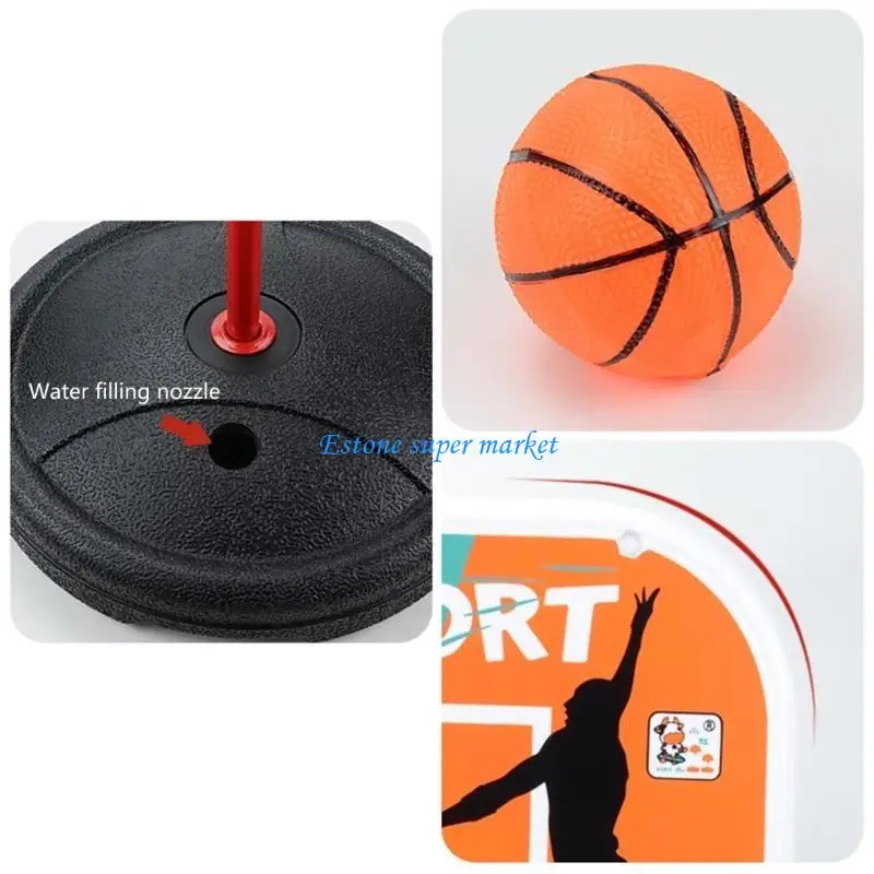 كرة السلة للأطفال 090B بارتفاع 2.9-3.9FT كرة صغيرة محمولة للعب في الأماكن المغلقة والخارجية #5