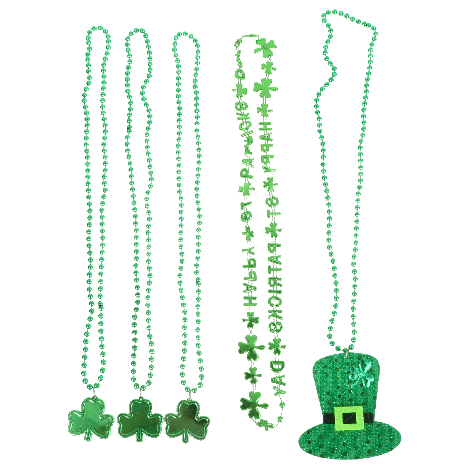 

3 Pcs Necklace for Girls Clover St Patricks Day Beads Round Party Green Plastic