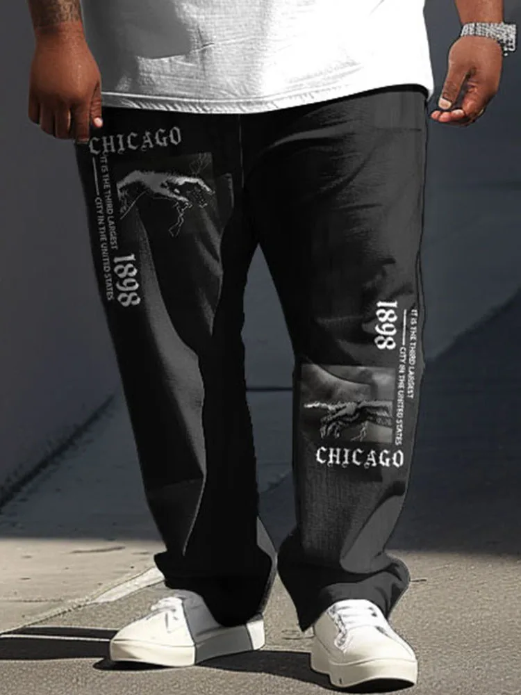 L-9XL Pants Plus Size Men Fashionable Personalized Hawaiian Graffiti Coconut Tree Print Casual And Comfortable Pants ZOOY