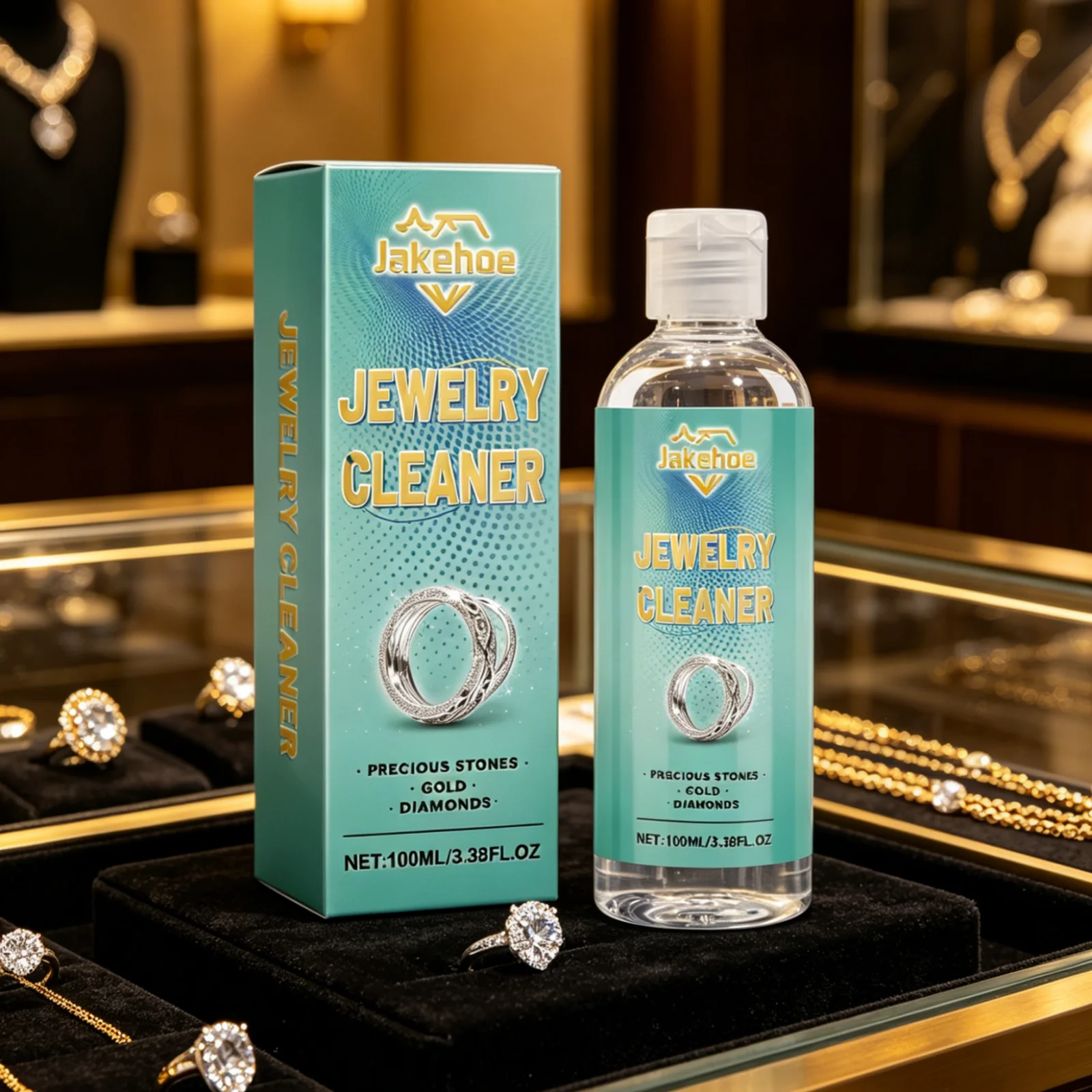 Jakehoe Jewelry Polish Cleaner for Necklace Earrings Bracelets Remove Dirt Shine Restore Gentle Jewelry Cleaning Solution 100ml