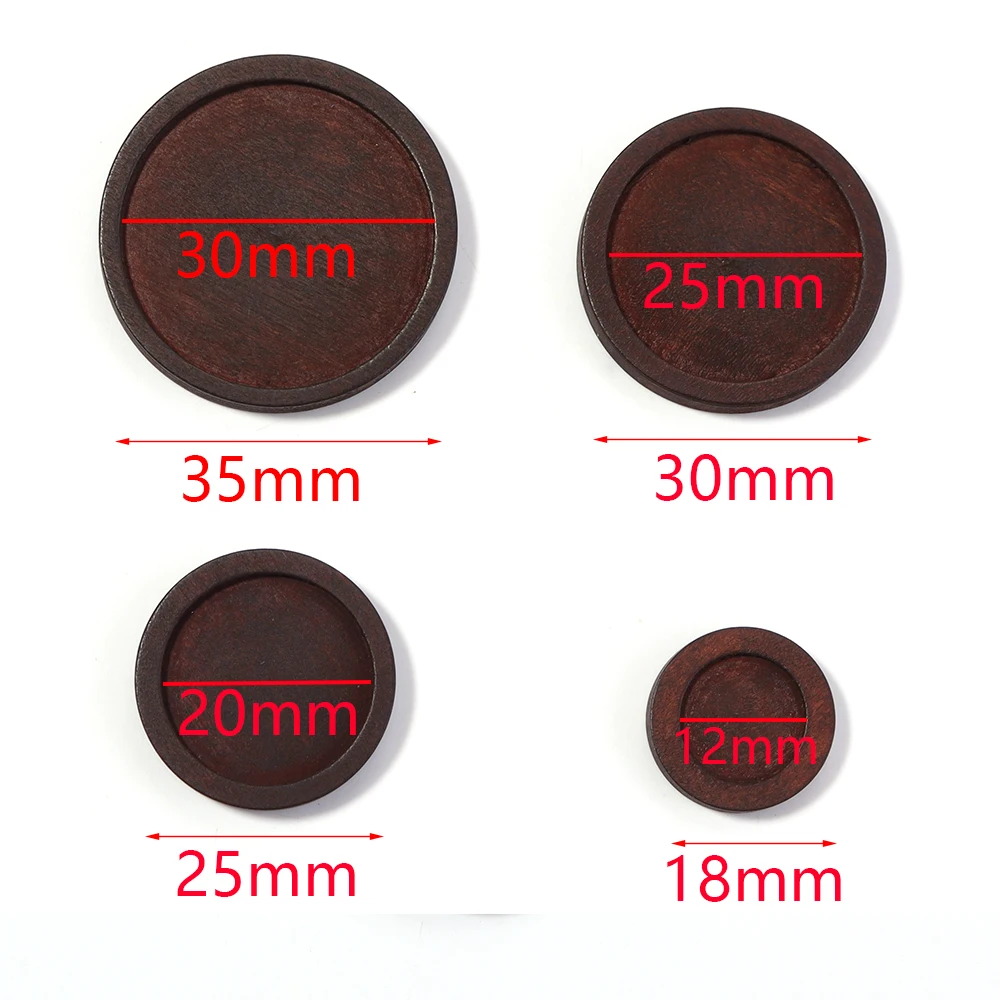 10Pcs/Lot Vintage Natural Wooden Cabochon Cameo Base Round Blank Setting Tray For Necklace Jewelry Making Components Findings