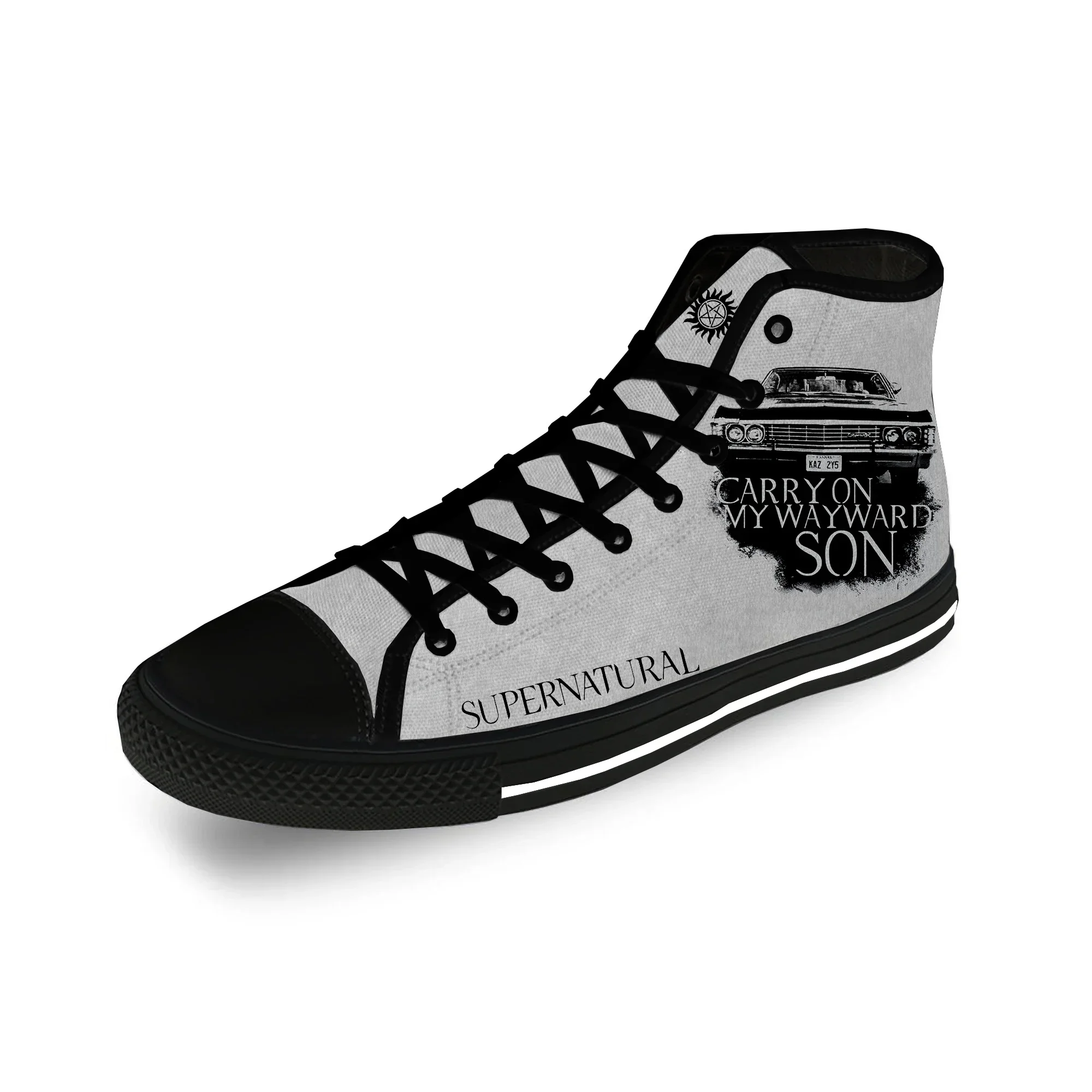 

Carry on My Wayward Son Supernatural Cool Casual Cloth 3D Print High Top Canvas Shoes Men Women Lightweight Breathable Sneakers
